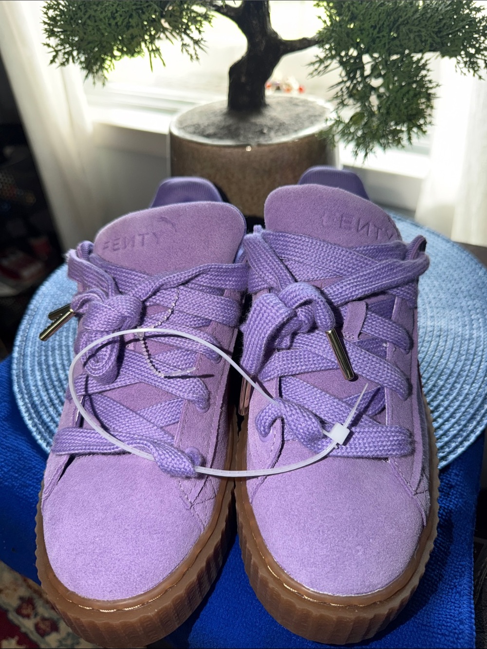Fenty Beauty Lavender Suede Platform Sneakers